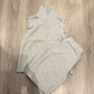 Gray Sleeveless Turtleneck Sweater and Pants Set Zara